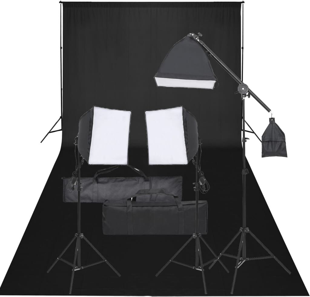 vidaXL Kit de estudio fotográfico con set de luces y fondo