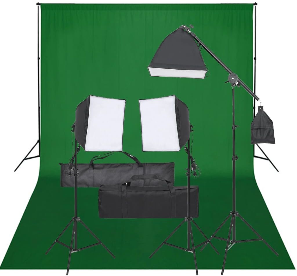 vidaXL Kit de estudio fotográfico con set de luces y fondo