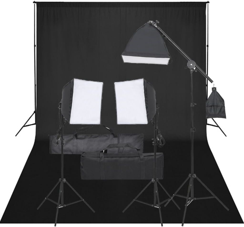 vidaXL Kit de estudio fotográfico con set de luces y fondo