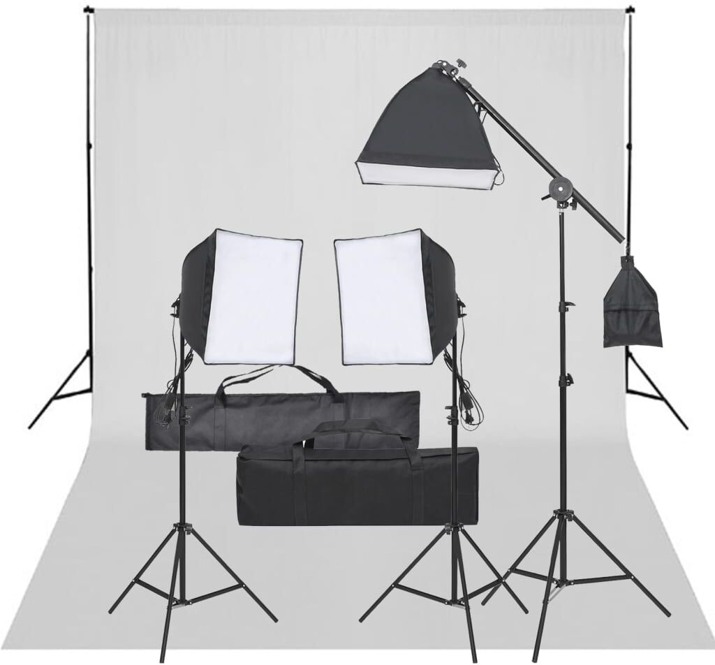 vidaXL Kit de estudio fotográfico con set de luces y fondo