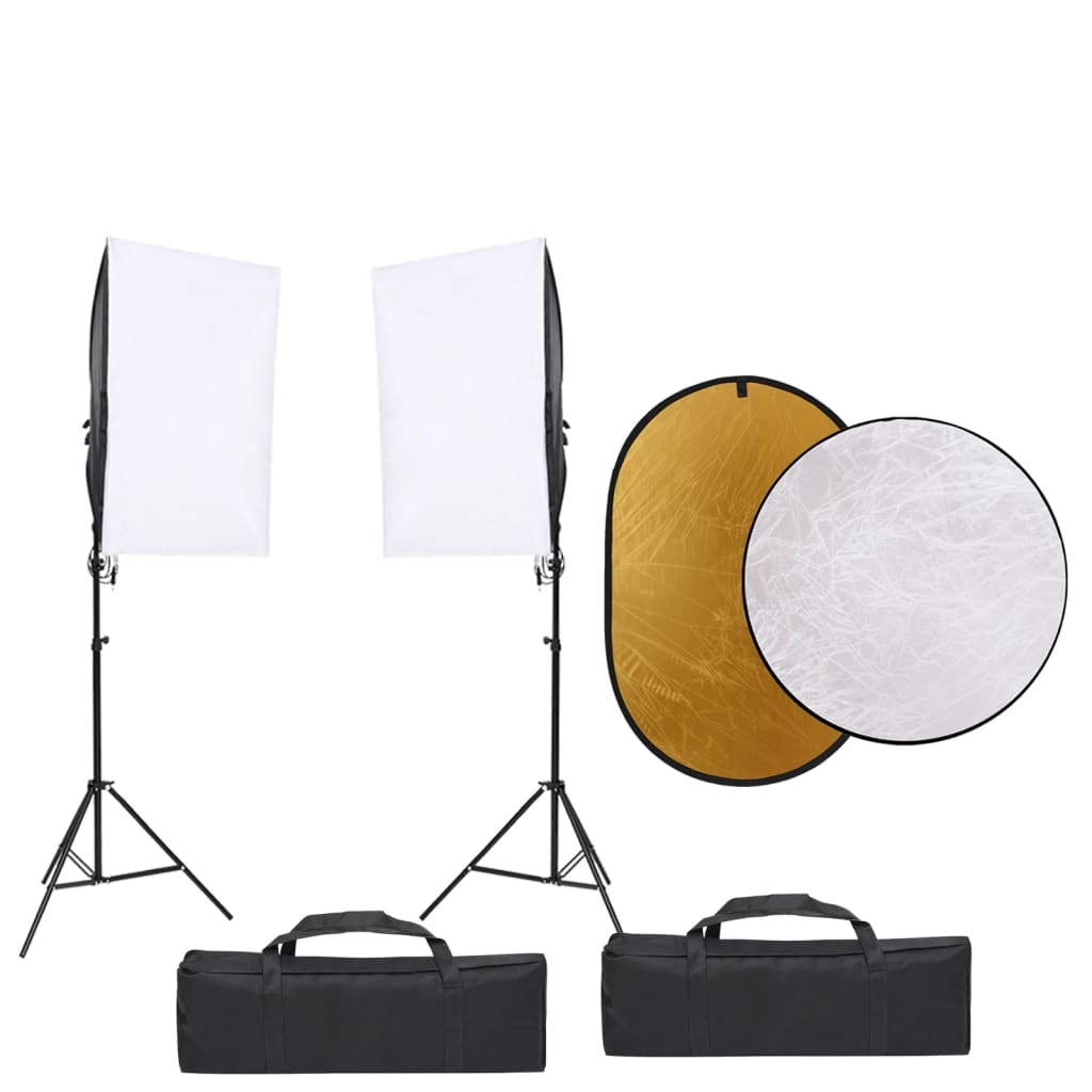 vidaXL Kit de estudio fotográfico con set de luces y reflector