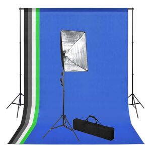 vidaXL Set de estudio fotográfico con telón de fondo e iluminación softbox