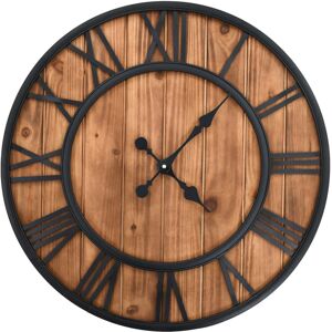 vidaXL Reloj de pared vintage movimiento cuarzo madera metal 60 cm XXL