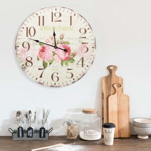 vidaXL Reloj de pared vintage con flores 60 cm