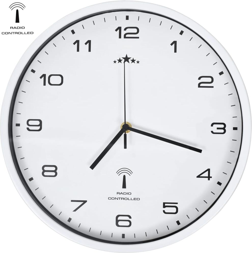 vidaXL Reloj de pared radiocontrol movimiento de cuarzo 31 cm blanco