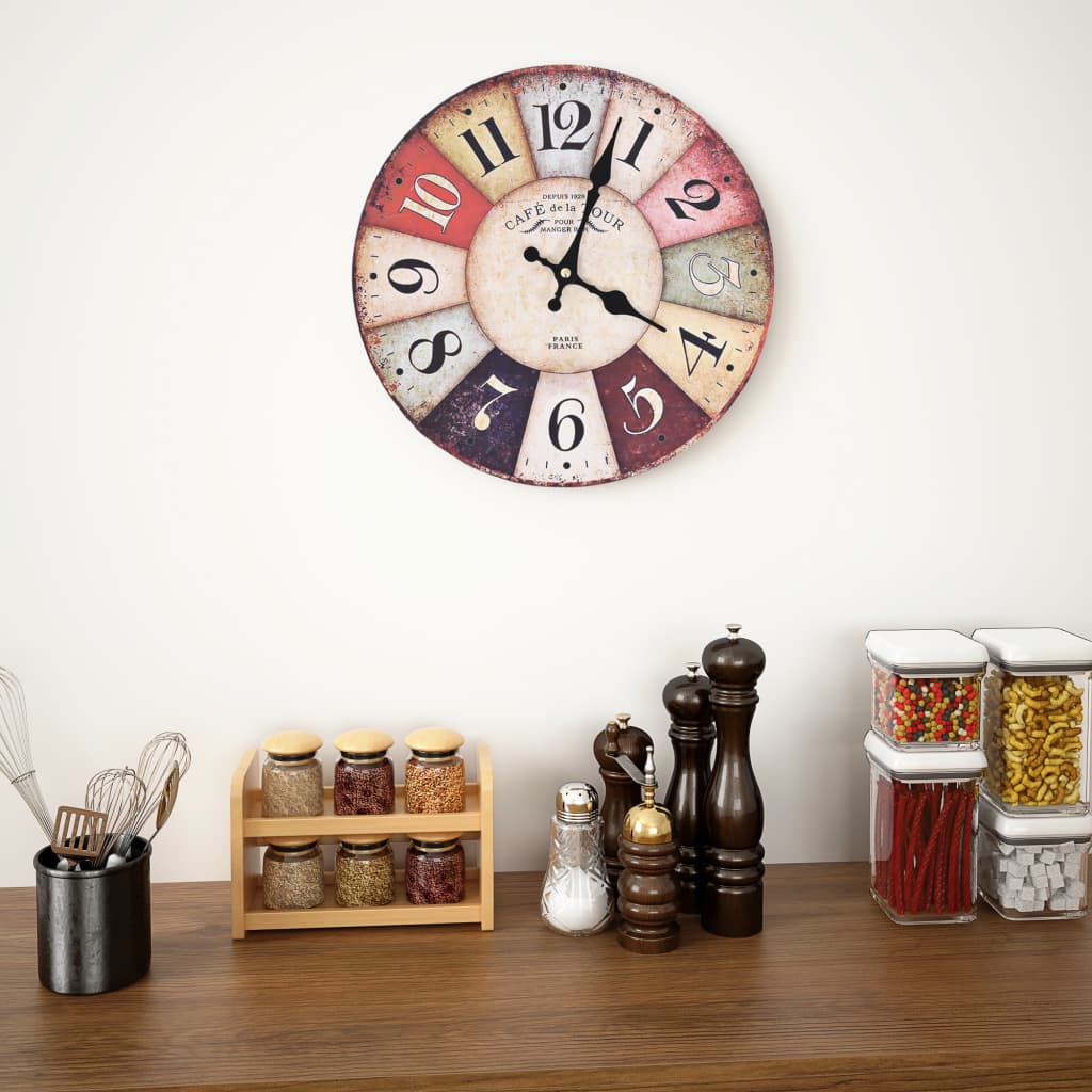 vidaXL Reloj de pared vintage colorido 30 cm