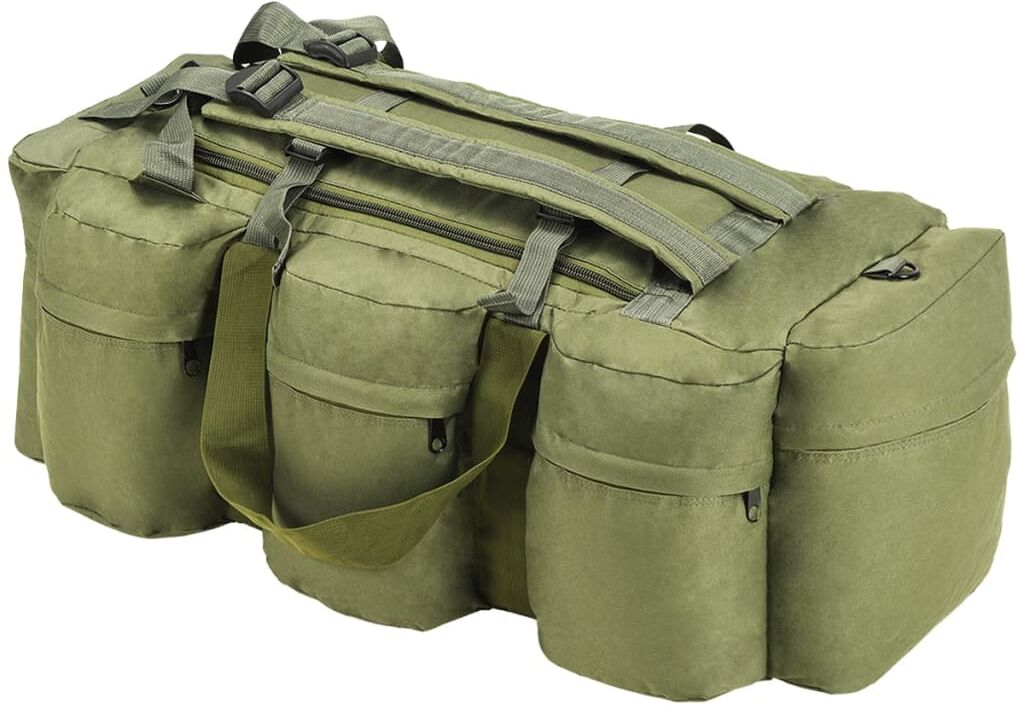 vidaXL Bolso de lona estilo militar 3-en-1 90 L verde oliva