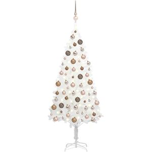 vidaXL Árbol de Navidad preiluminado con luces y bolas blanco 150 cm