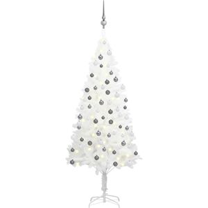 vidaXL Árbol de Navidad preiluminado con luces y bolas blanco 150 cm