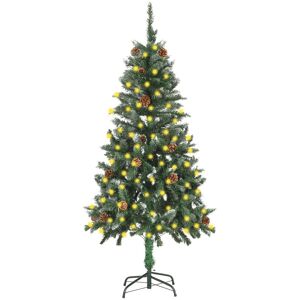 vidaXL Árbol de Navidad artificial iluminado con luces y piñas 150 cm