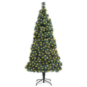 vidaXL Árbol de Navidad con luces y soporte PET verde 210 cm