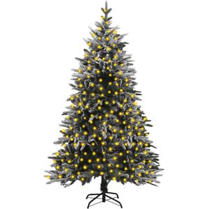 vidaXL Árbol de Navidad artificial con luces y nieve PVC&PE 210 cm