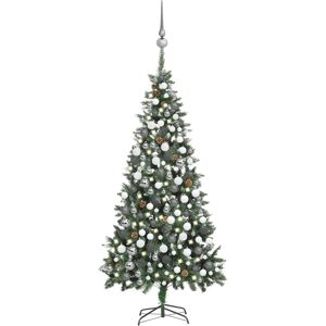 vidaXL Árbol de Navidad helado con luces, bolas y piñas 210 cm