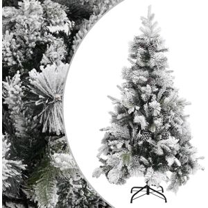 vidaXL Árbol de Navidad con nieve flocada y piñas PVC y PE 195 cm