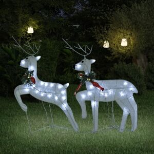 vidaXL Renos de Navidad 2 unidades 40 LED blanco