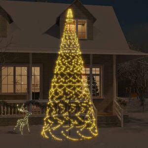 vidaXL Árbol de Navidad en asta bandera 1400 LED blanco cálido 500cm