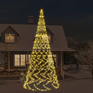 vidaXL Árbol de Navidad en asta bandera 3000 LED blanco cálido 800 cm