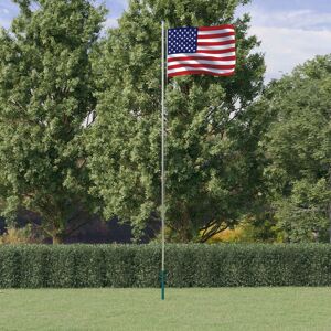 vidaXL Mástil y bandera de Estados Unidos aluminio 6,23 m