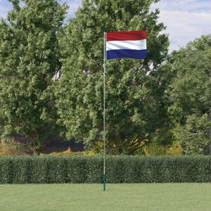 vidaXL Mástil y bandera de Países Bajos aluminio 5,55 m