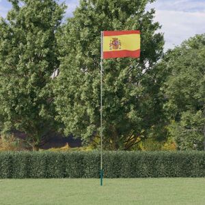 vidaXL Mástil y bandera de España aluminio 5,55 m