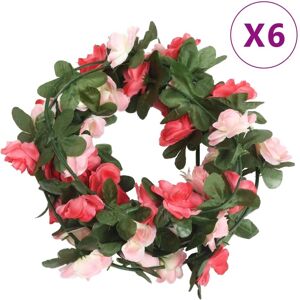 vidaXL Guirnaldas de flores artificiales 6 uds rosa 250 cm