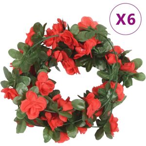 vidaXL Guirnaldas de flores artificiales 6 uds rojo 250 cm