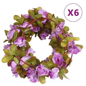 vidaXL Guirnaldas de flores artificiales 6 uds morado claro 250 cm