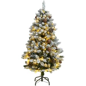 vidaXL Árbol de Navidad artificial con bisagras 150 LED y bolas 150 cm