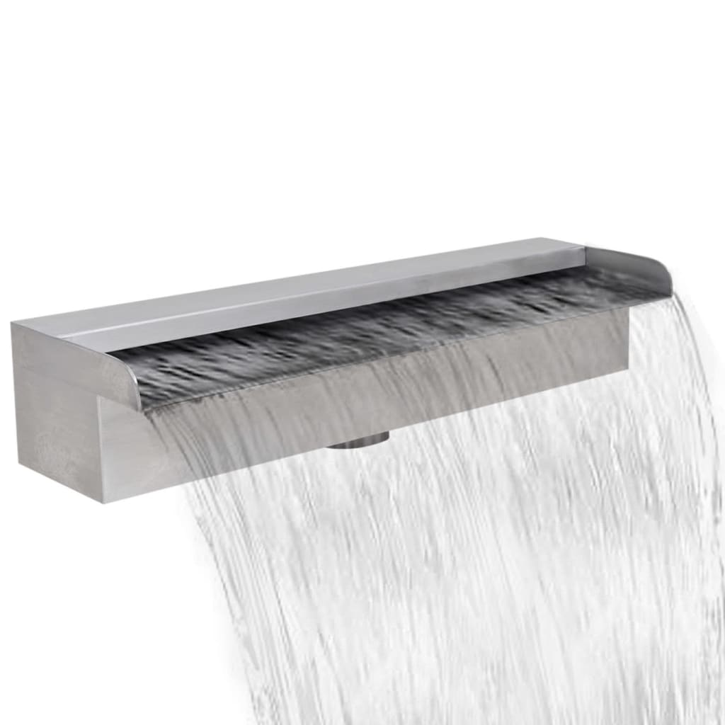 vidaXL Fuente cascada rectangular piscina acero inoxidable 45 cm