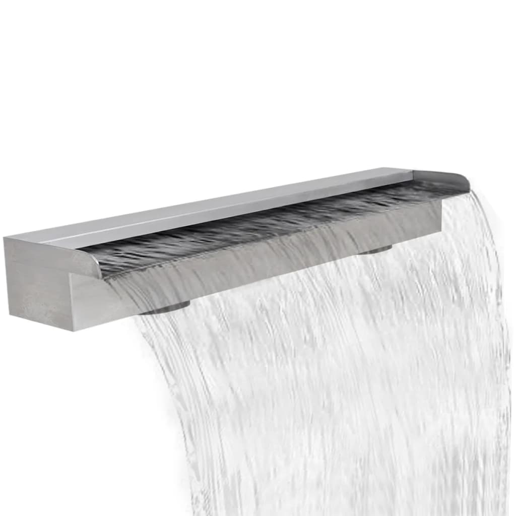 vidaXL Fuente cascada rectangular piscina acero inoxidable 90 cm