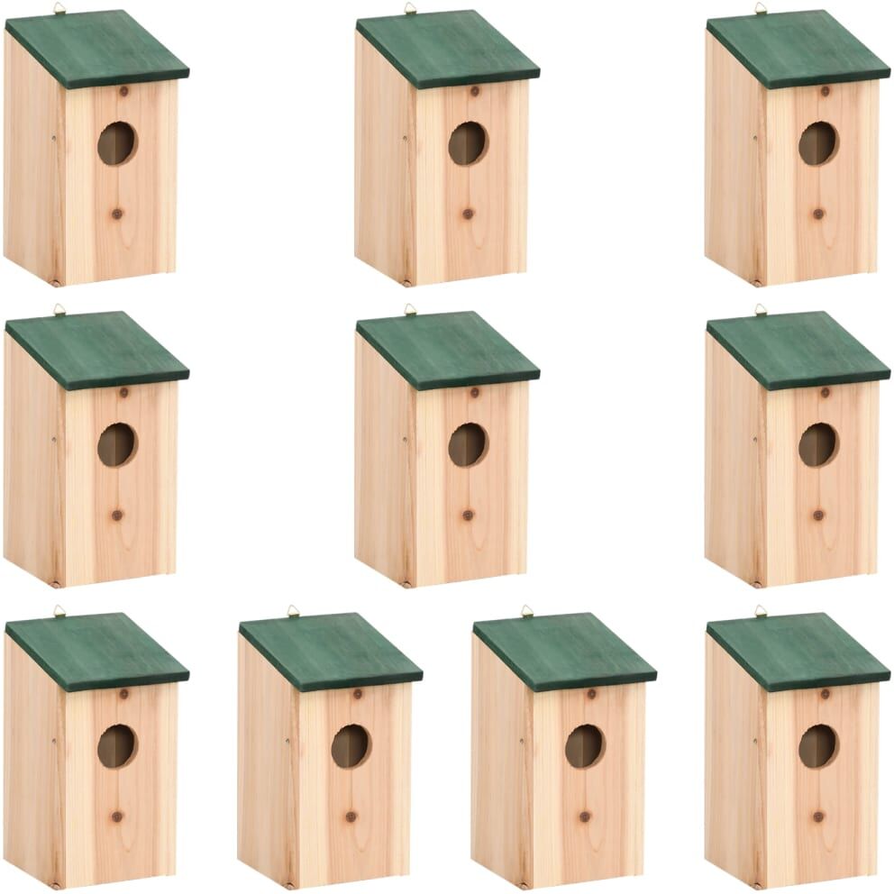 vidaXL Casa para pájaros 10 unidades madera maciza de abeto 12x12x22cm