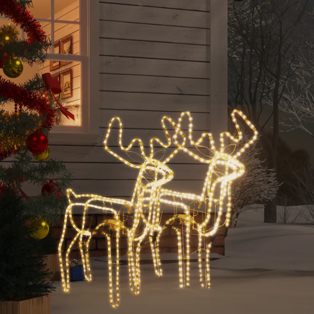 vidaXL Figuras renos Navidad con cabezas móviles 2 uds blanco cálido