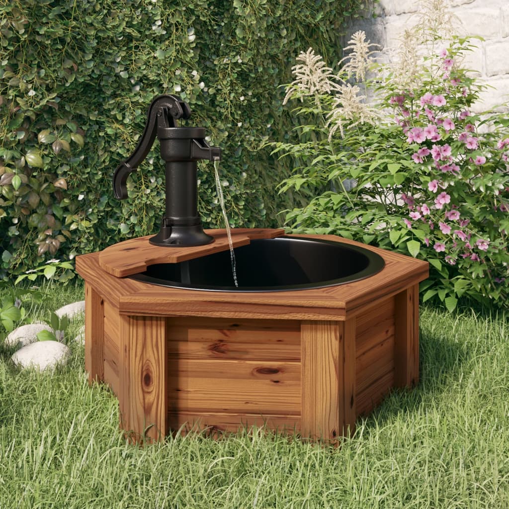 vidaXL Fuente de agua con bomba madera maciza de abeto 57x57x53 cm