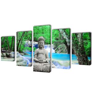 vidaXL Set decorativo de lienzos para la pared modelo Buda, 200 x 100 cm