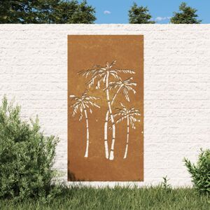 vidaXL Adorno de pared de jardín acero corten diseño palmera 105x55 cm