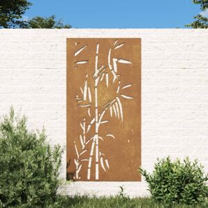 vidaXL Adorno de pared de jardín acero corten diseño bambú 105x55 cm