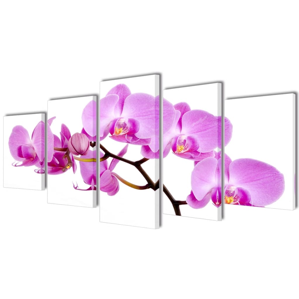 vidaXL Set decorativo de lienzos para la pared modelo orquídea, 200 x 100 cm