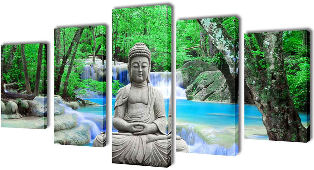 vidaXL Set decorativo de lienzos para la pared modelo Buda, 200 x 100 cm