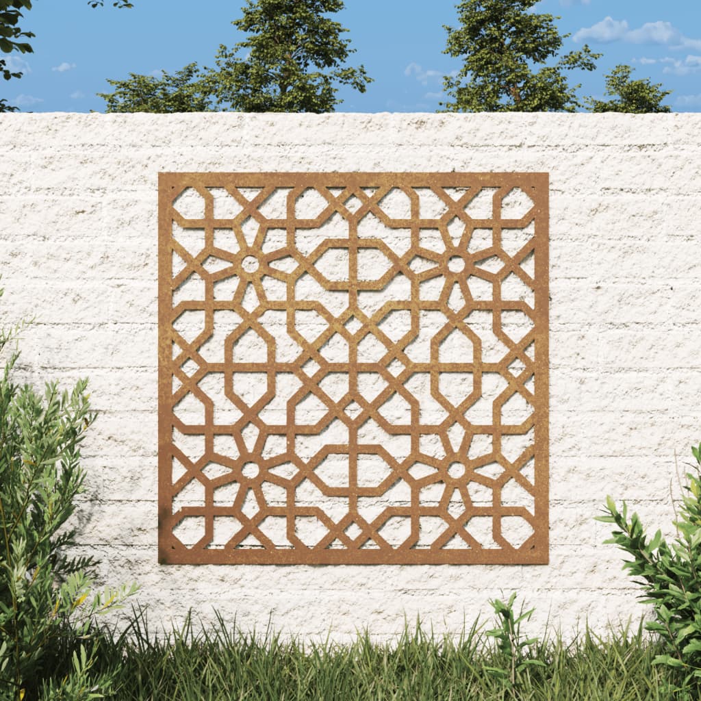 vidaXL Adorno de pared de jardín acero corten diseño morisco 55x55 cm