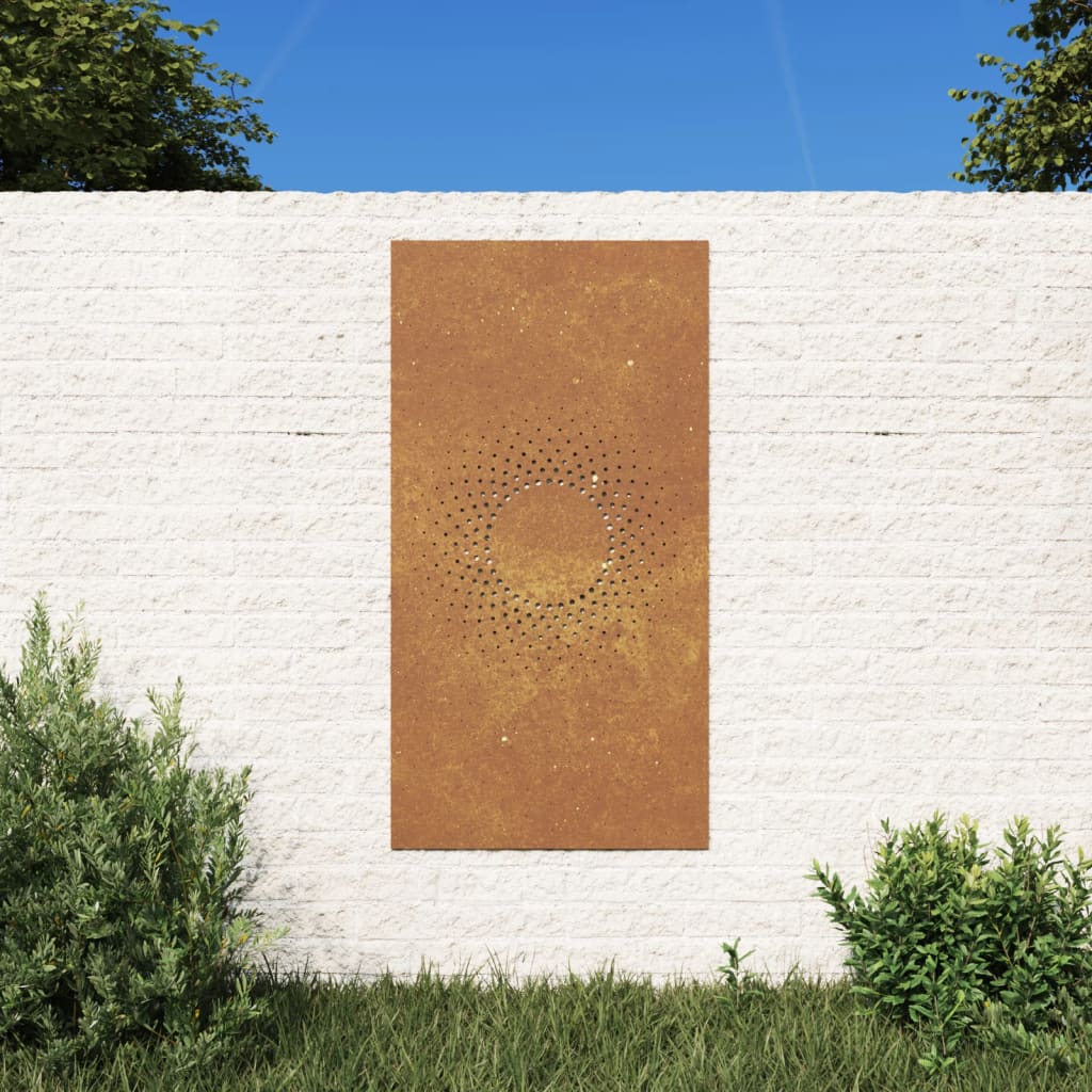 vidaXL Adorno de pared de jardín acero corten diseño sol 105x55 cm