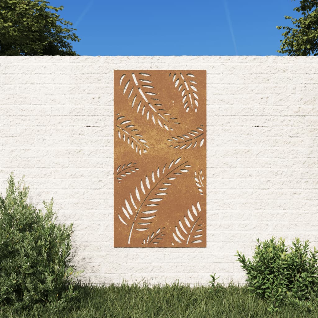 vidaXL Adorno de pared de jardín acero corten diseño de hoja 105x55 cm