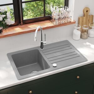 vidaXL Fregadero reversible gris de granito de una cubeta con escurridor