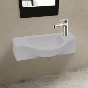 vidaXL Lavabo de cerámica blanco con agujero para grifo