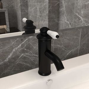 vidaXL Grifo para lavabo de baño negro 130x180 mm