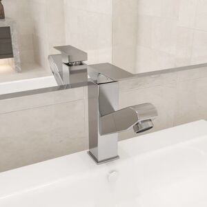 vidaXL Grifo de lavabo de baño función extraíble plateado 157x172 mm