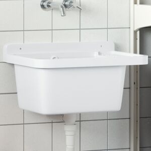 vidaXL Fregadero lavabo de pared resina blanco 50x35x24 cm