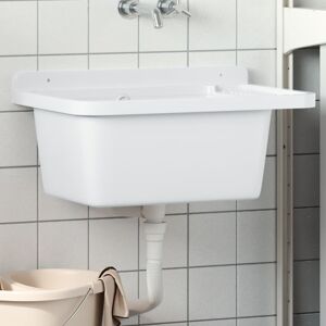 vidaXL Fregadero utilitario de pared resina blanco 60x40x28 cm