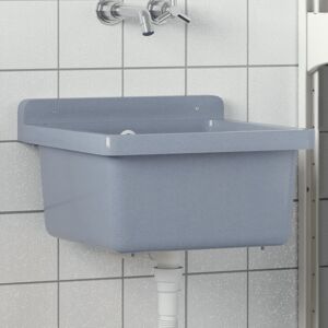 vidaXL Fregadero lavabo de pared resina gris 40x40x24 cm