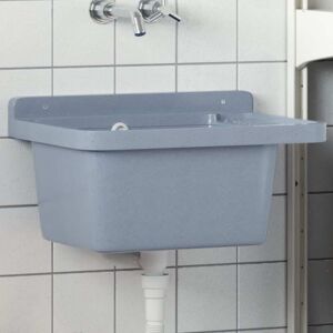 vidaXL Fregadero lavabo de pared resina gris 50x35x24 cm