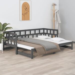 vidaXL Sofá cama extraíble madera maciza de pino gris 2x(80x200) cm